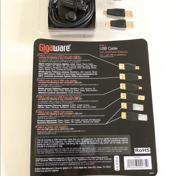 Gigaware USB Cable Adapter 5-in-1 Set with Extension Cable - Picture 5 of 8